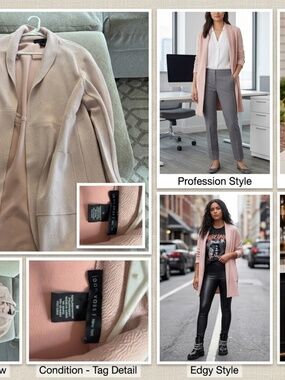 Joan Vass NY Muted Pink Textured Cardigan Jacket - Size Medium